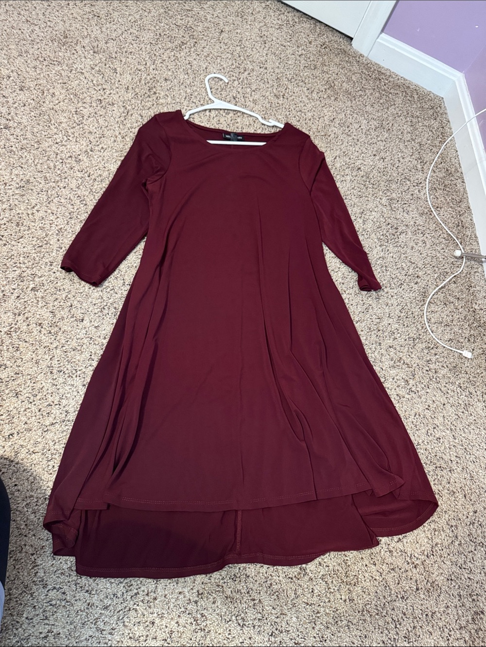 Nina Leonard Burgundy High-Low Swing Dress